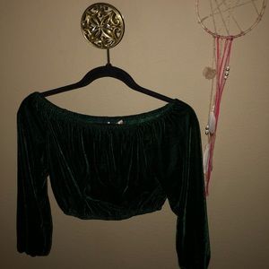 The Hanger Tops - Off the shoulder deep velvet green top The Hanger Tops - Off the shoulder deep velvet green top